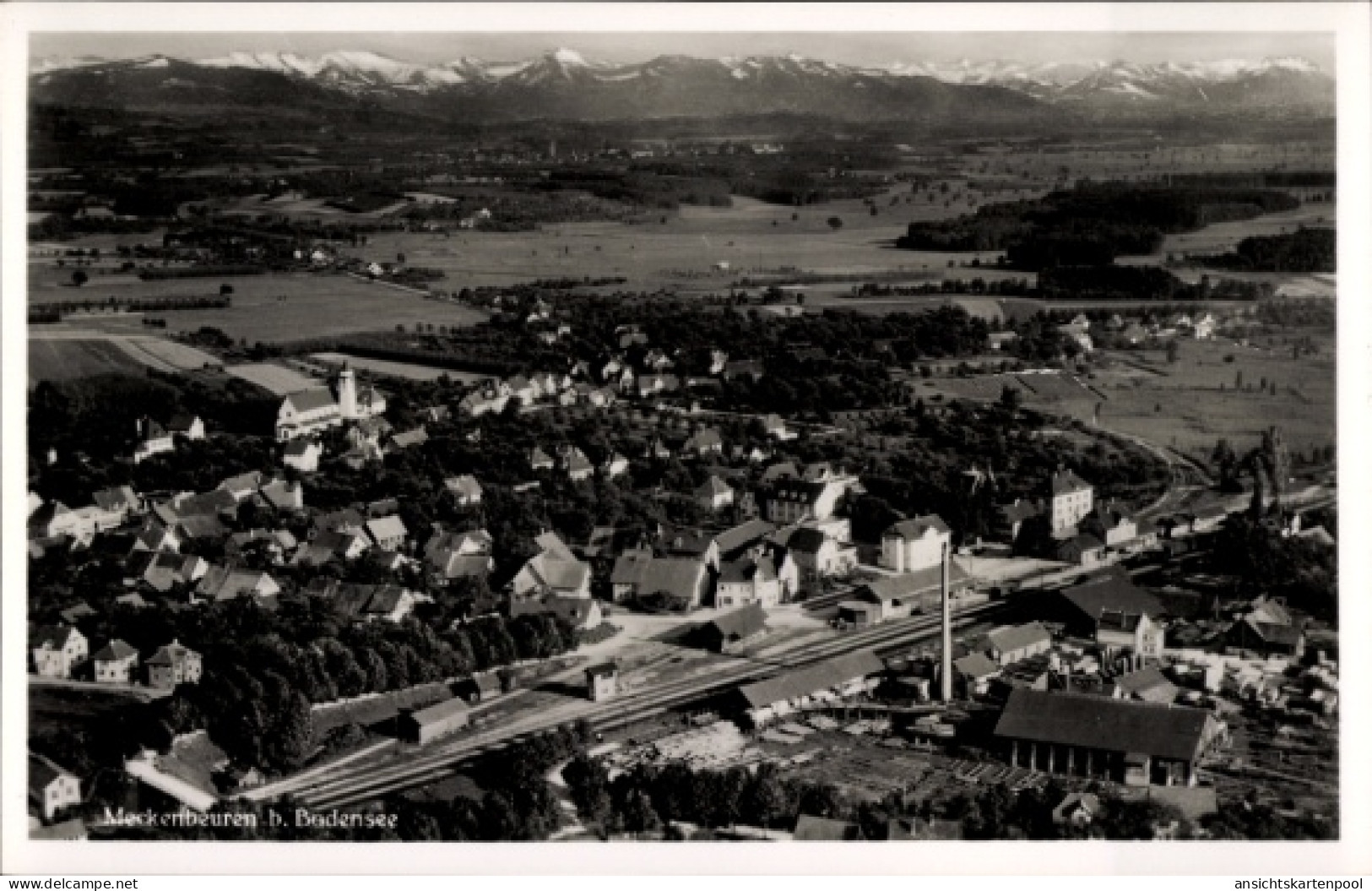 CPA Meckenbeuren in Oberschwaben Württemberg, Luftaufnahme