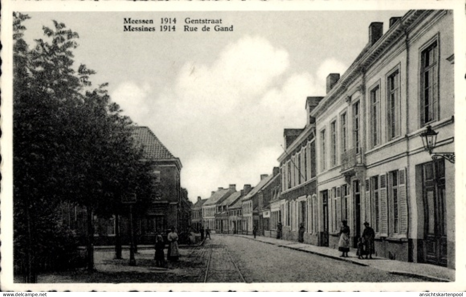 CPA Meessen Mesen Messines Westflandern, Gentstraat, Rue de Gand 1914, Wohnhäuser, Anwohner