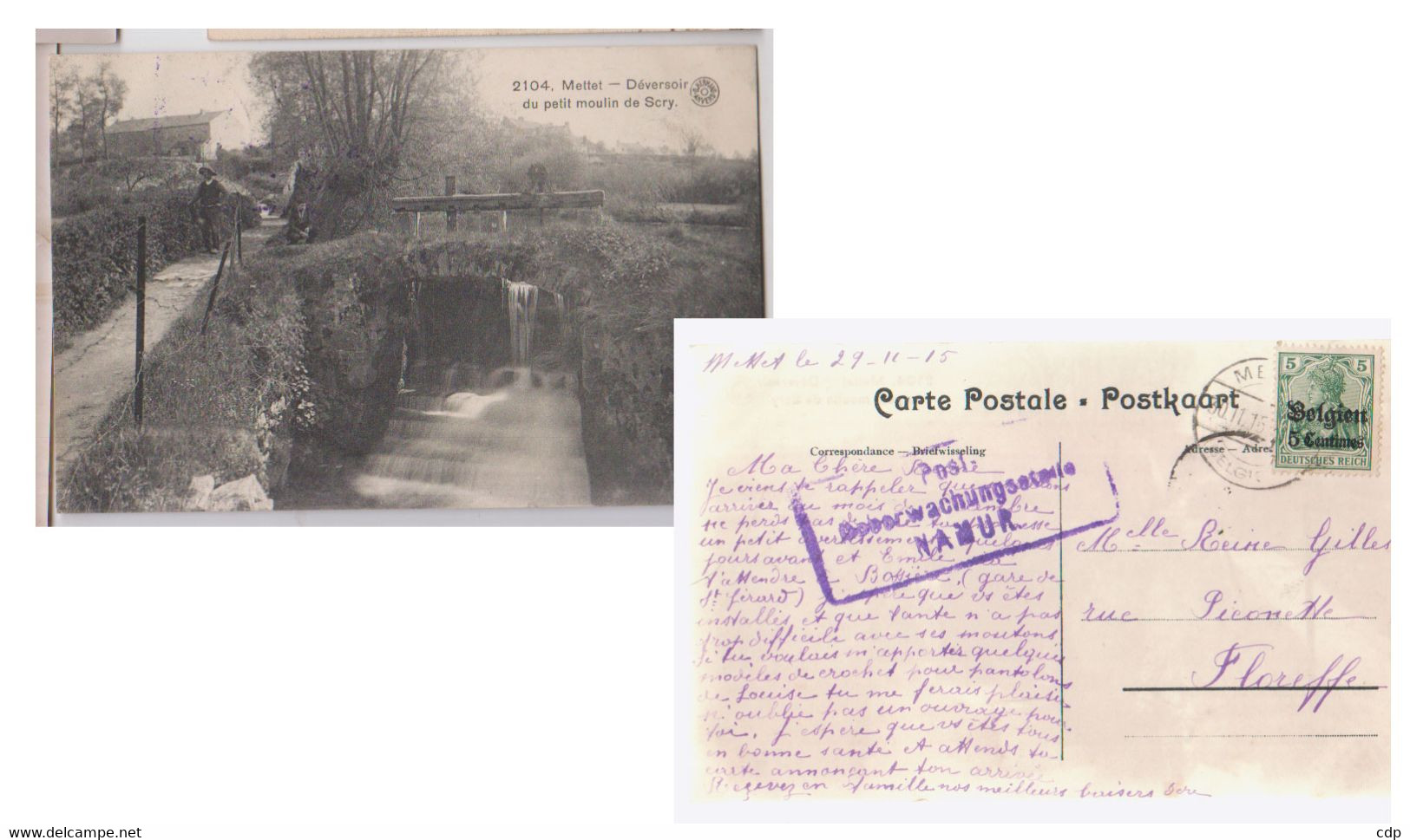 cpa mettet moulin censure 1915