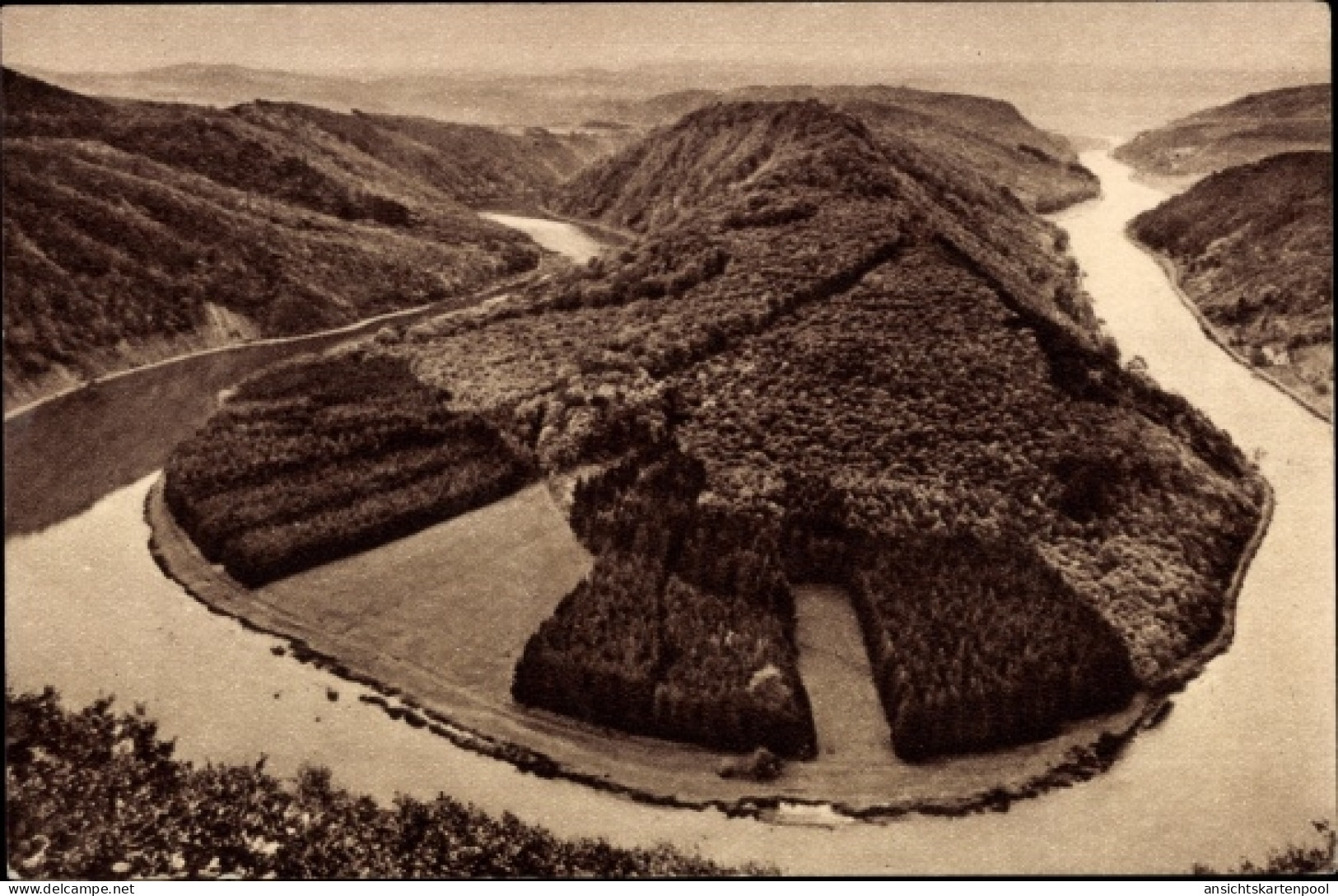 CPA Mettlach im Kreis Merzig Wadern Saarland, Landschaftspanorama, Blick auf die Große Saarschleife