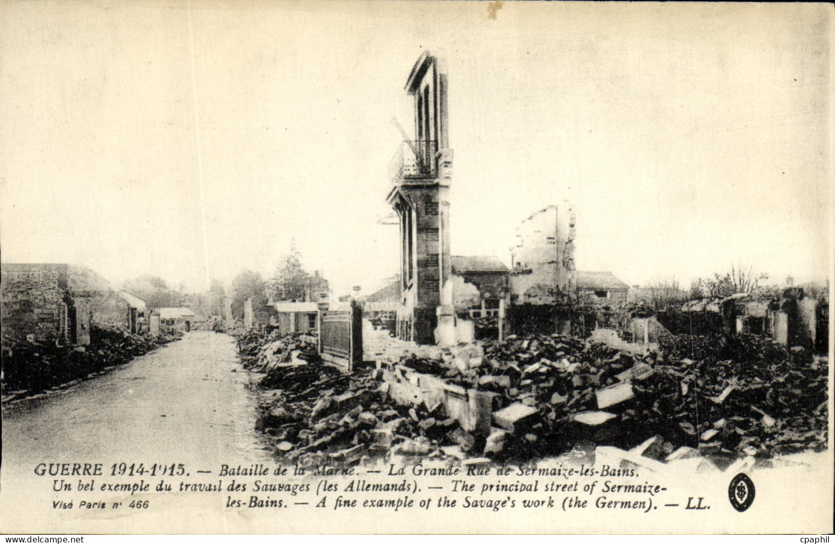 CPA Militaria La grande rue de Sermaize les Bains