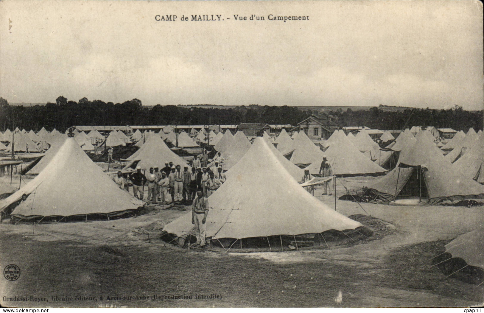 CPA Militaria Mailly le Camp Vue d'un campement