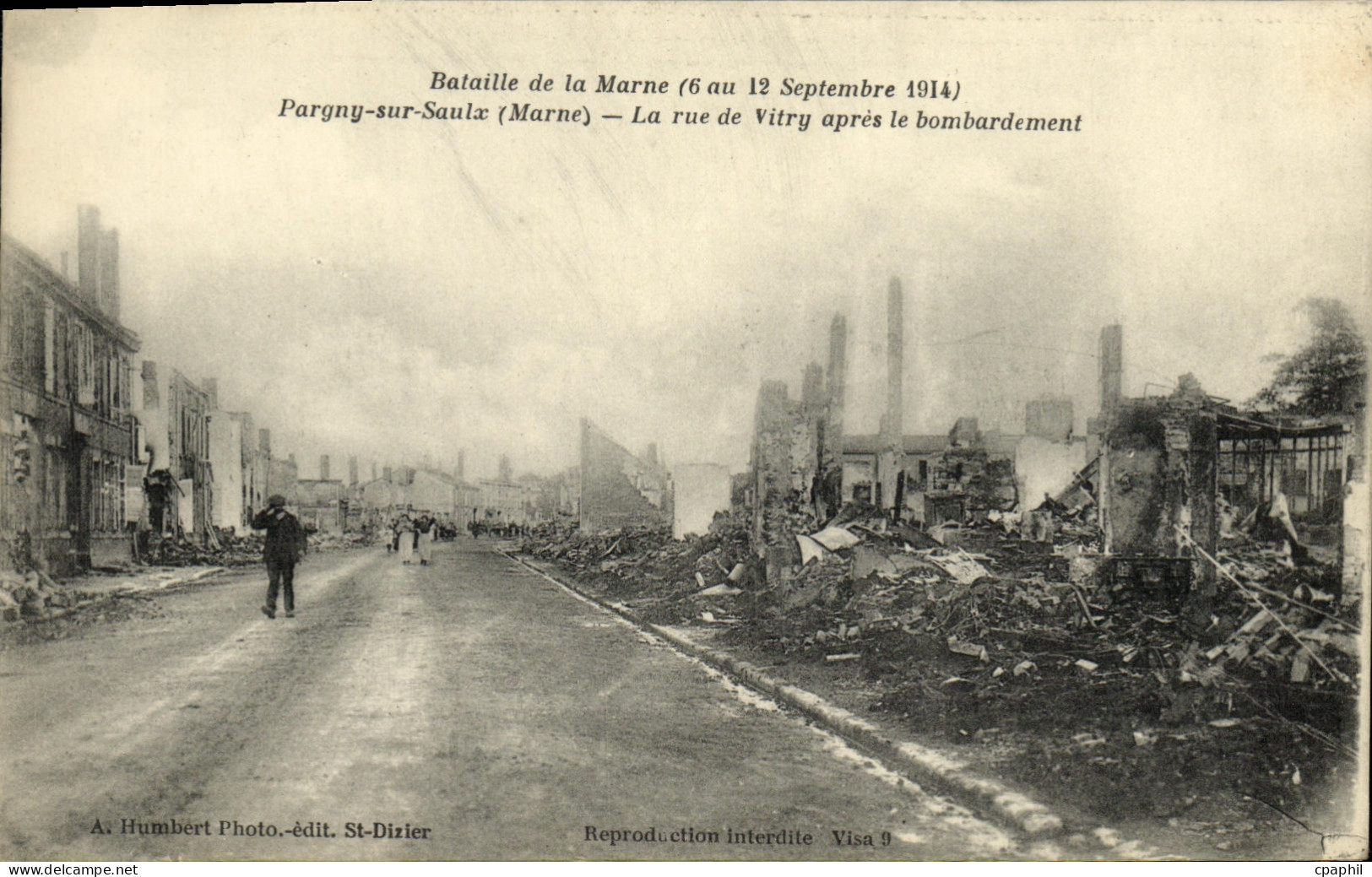 CPA Militaria Pargny sur Saulx La rue de Vitry apres le bombardement