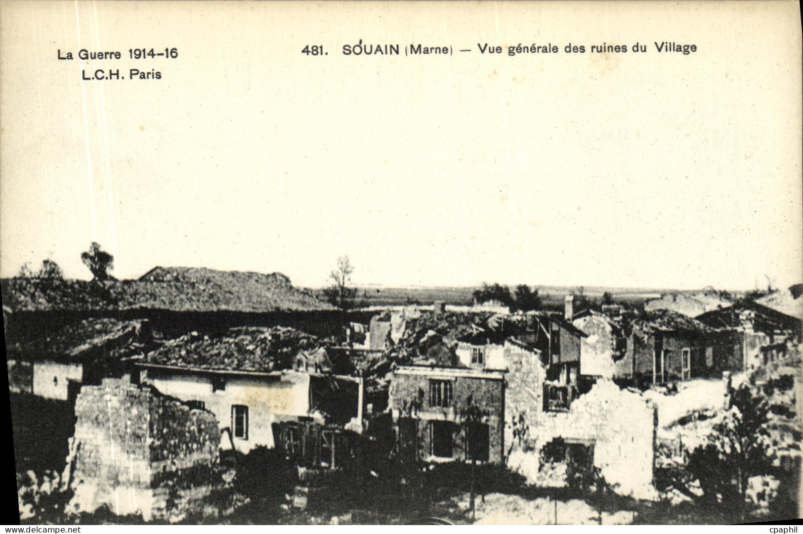 CPA Militaria Souain Vue Generale des Ruines du Village