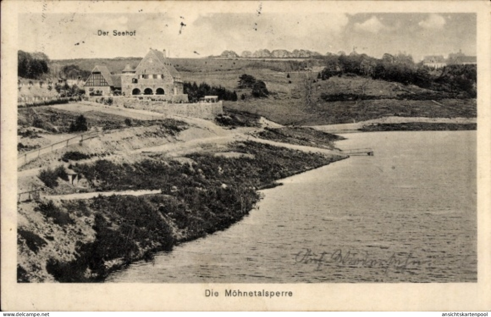 CPA Möhnesee in Westfalen, Möhnetalsperre, Der Seehof, Die Möhnetalsperre