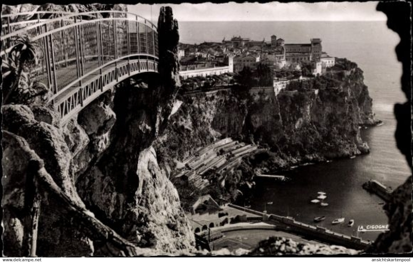 CPA Monaco, Felsen, Stadion Louis II, exotischer Garten, CIGOGNE