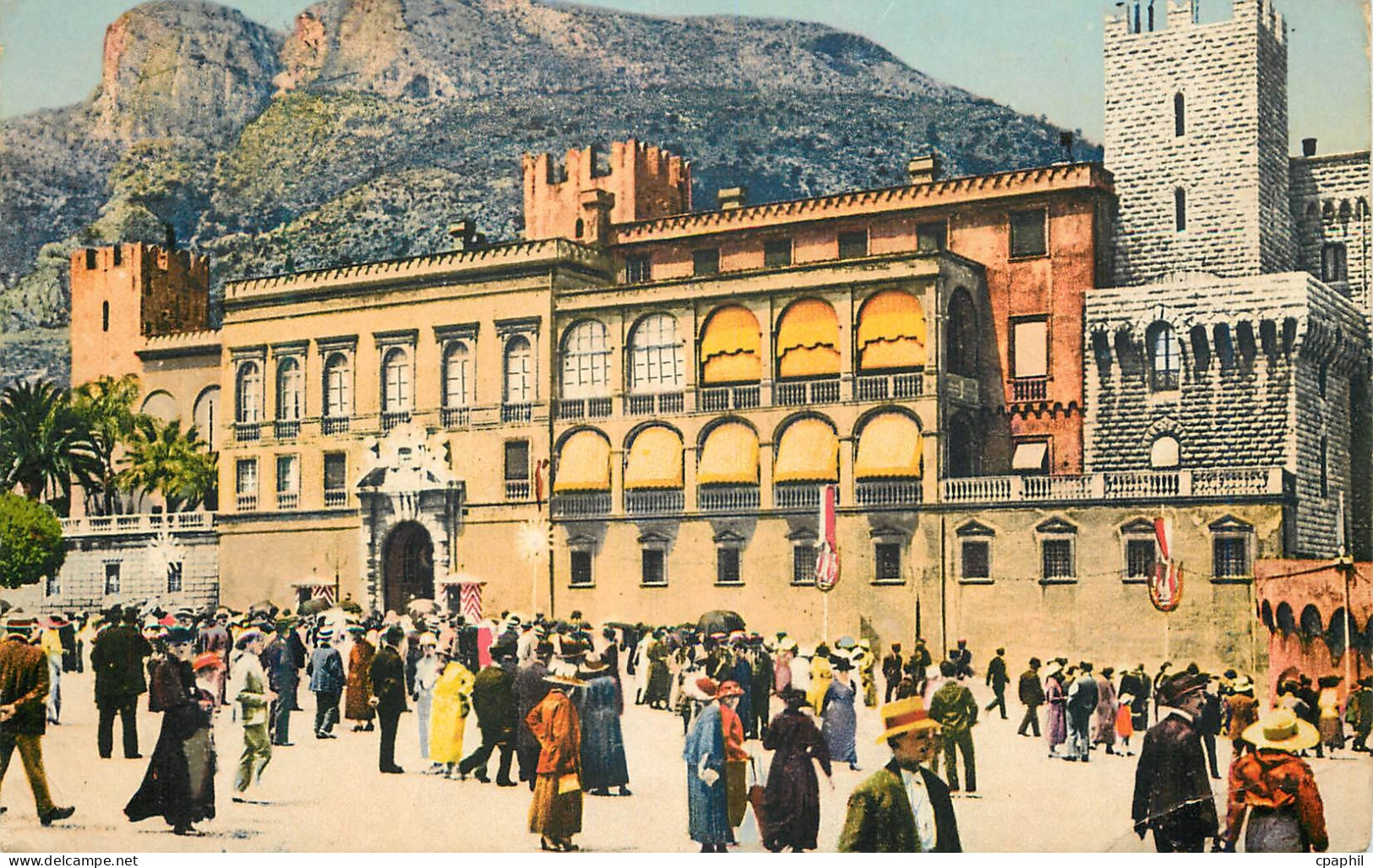 CPA MONACO  le Palais du Prince et la Place du Palais au Bapteme du Prince Rainier