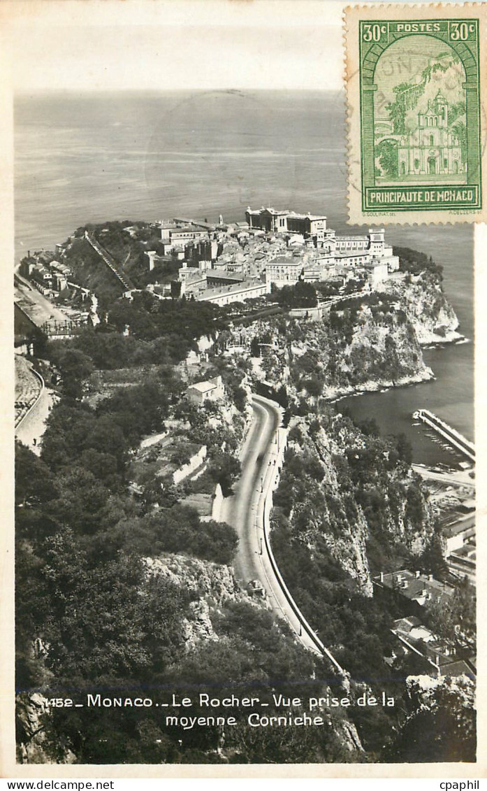 CPA Monaco Le Rocher - Vue prise de la moyenne Corniche
