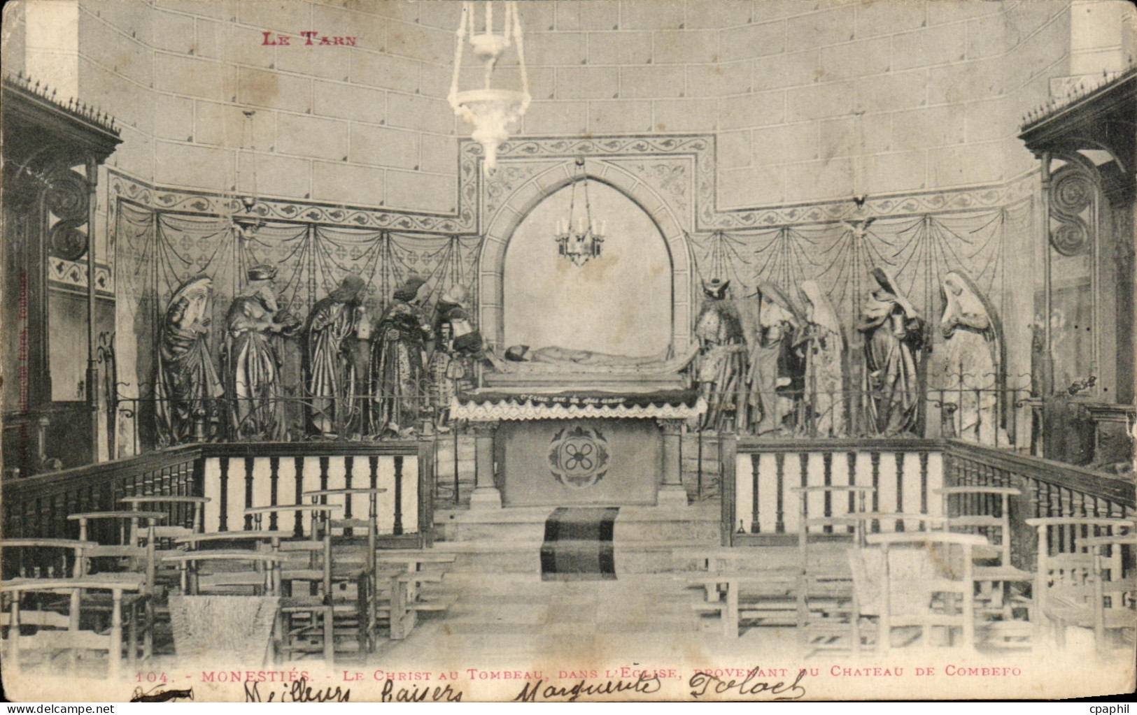 CPA Monesties Le Christ Au Tombeau dans l'eglise provenant du chateau de Combefo