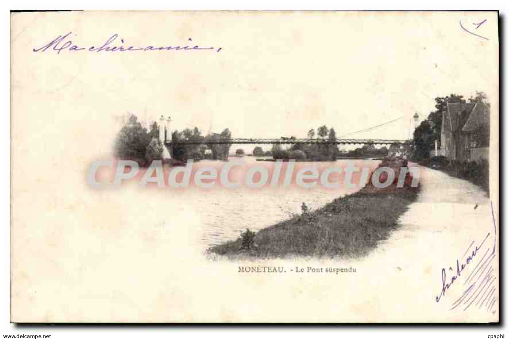 CPA Moneteau Le Pont suspendu