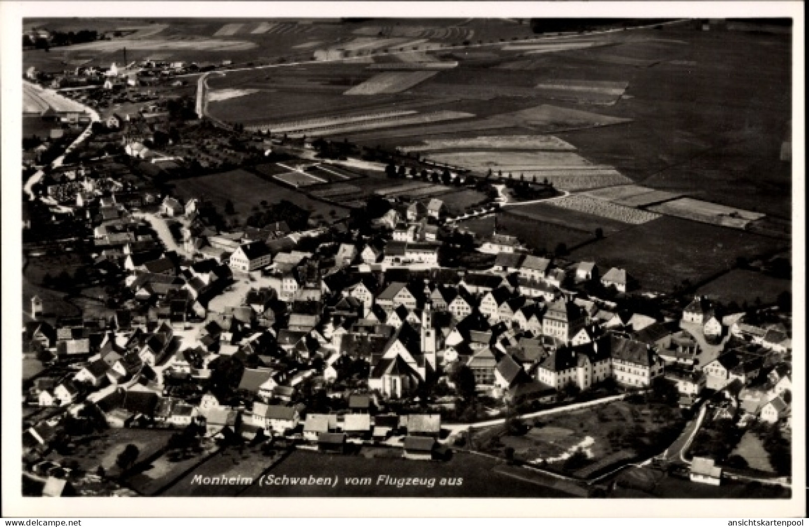 CPA Monheim in Schwaben, Luftaufnahme, Monheim, Schwaben, Gebäude, Felder