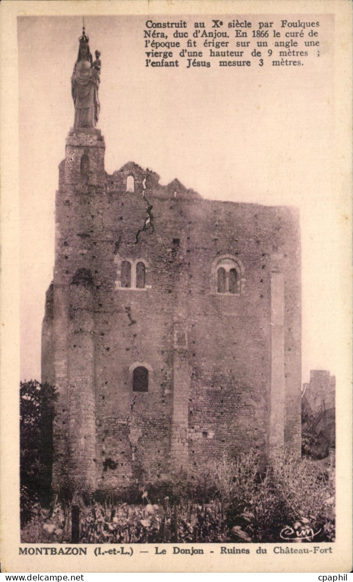 CPA Montbazon Le Donjon Ruines du Chateau Fort