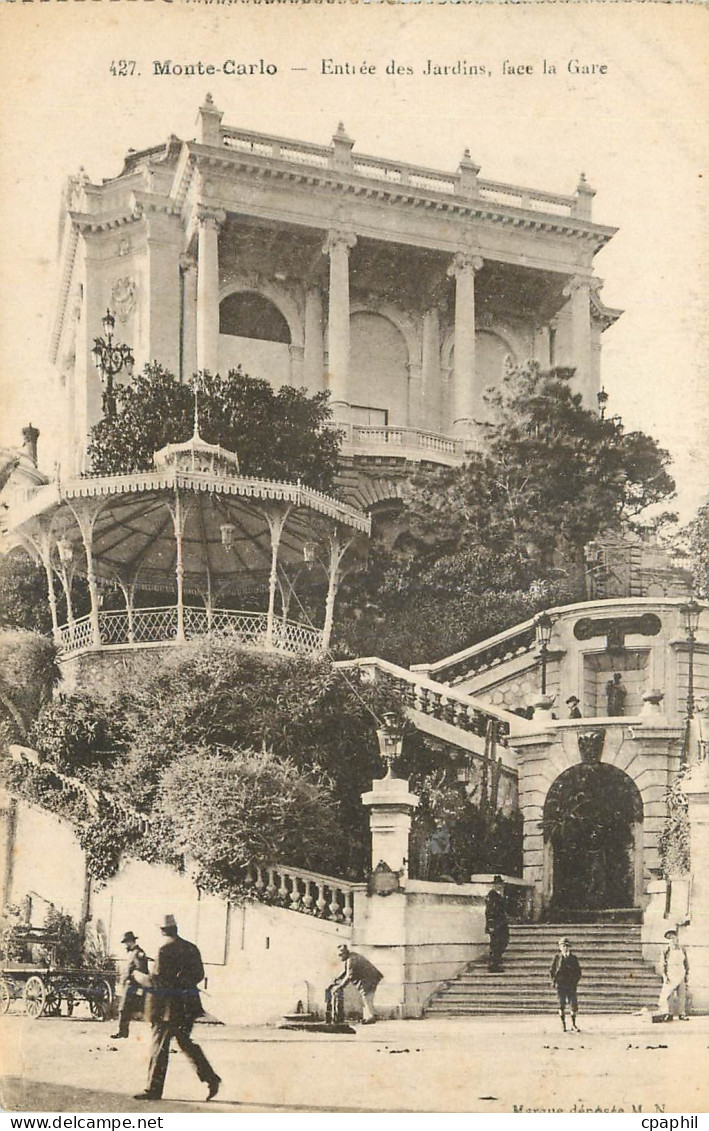 CPA Monte-Carlo — Entrée des Jardins face la gare