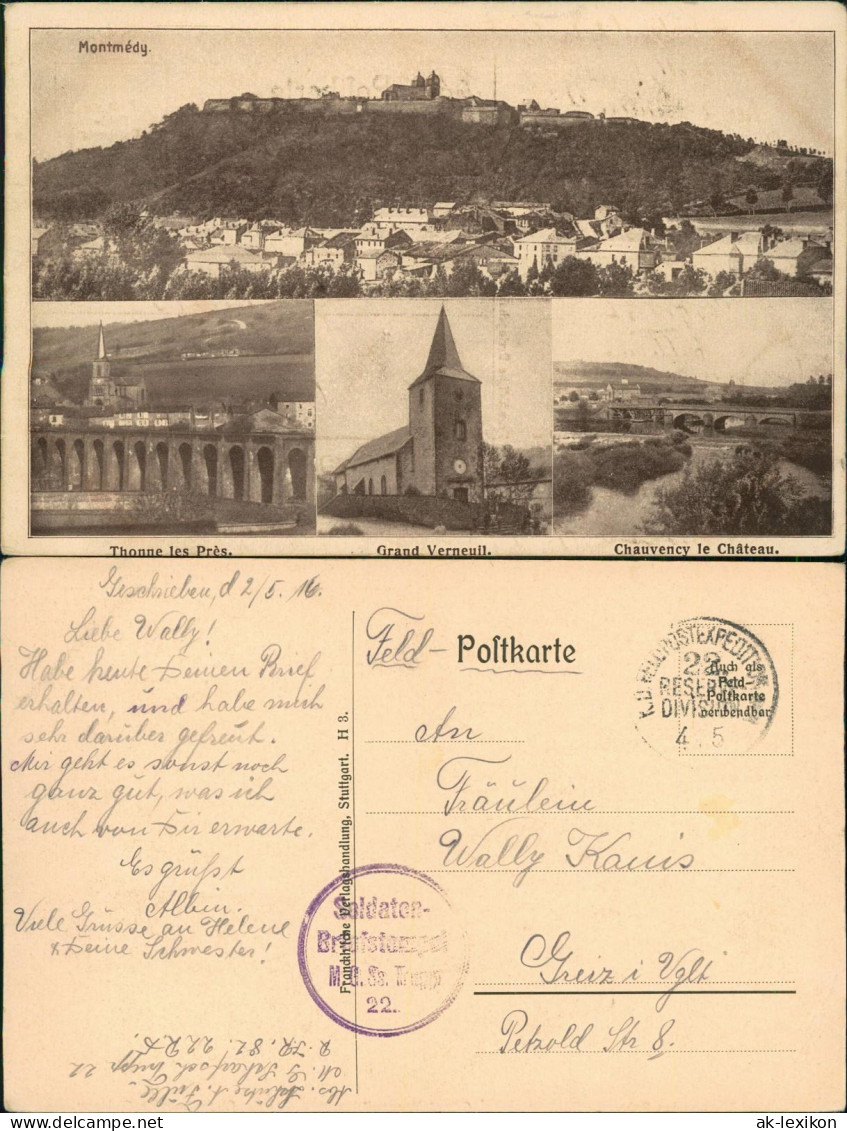 CPA Montmedy Montmédy 4 Bild Stadtansichten 1916  gel. Feldpoststempel