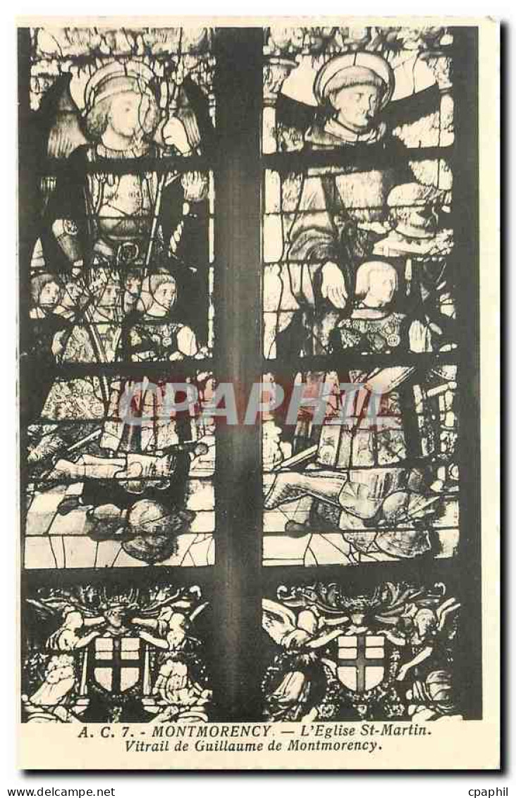 CPA Montmorency l'Eglise St Martin Vitrail de Guillaume de Montmorency
