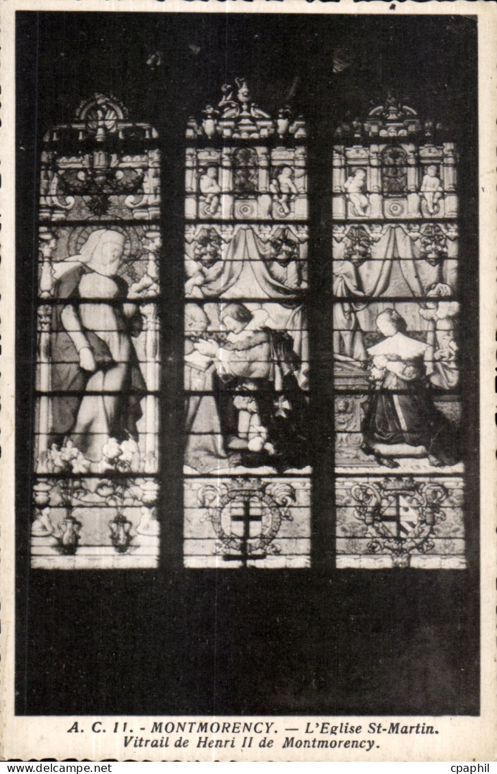 CPA Montmorency L Eglise St Martin Vitrail de Henri ll de Montmorency