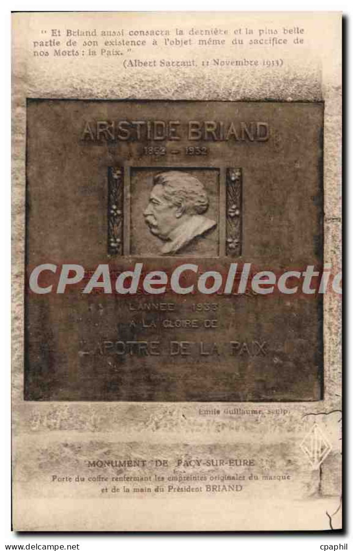 CPA Monument De Pacy Sur Eure Président Briand