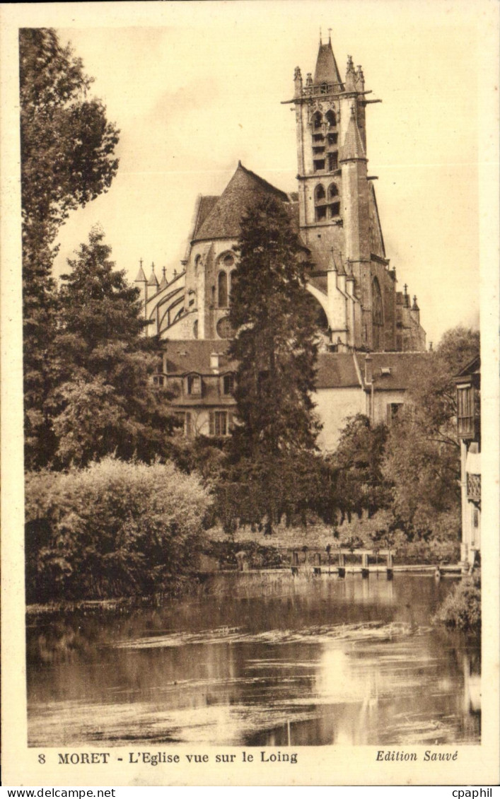 CPA Moret L'Eglise vue sur le Loing