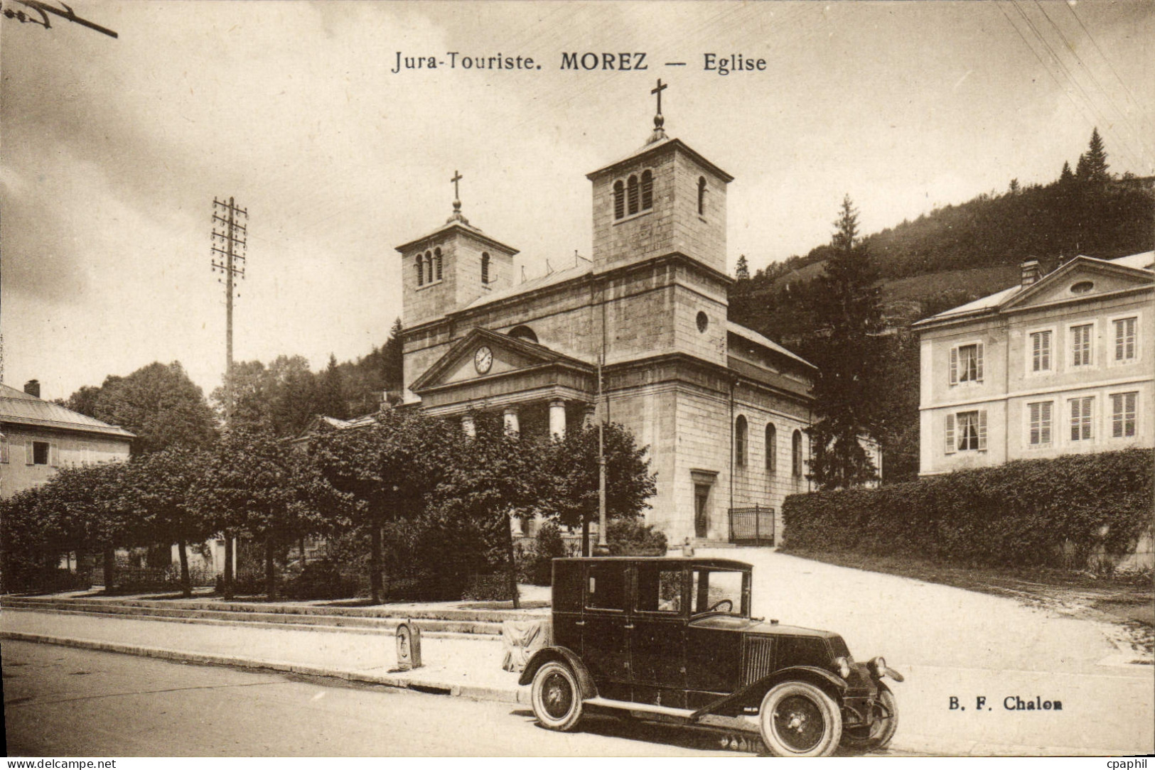 CPA Morez Eglise automobile