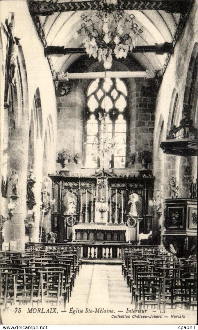 CPA Morlaix Eglise Ste Melaine Interieur