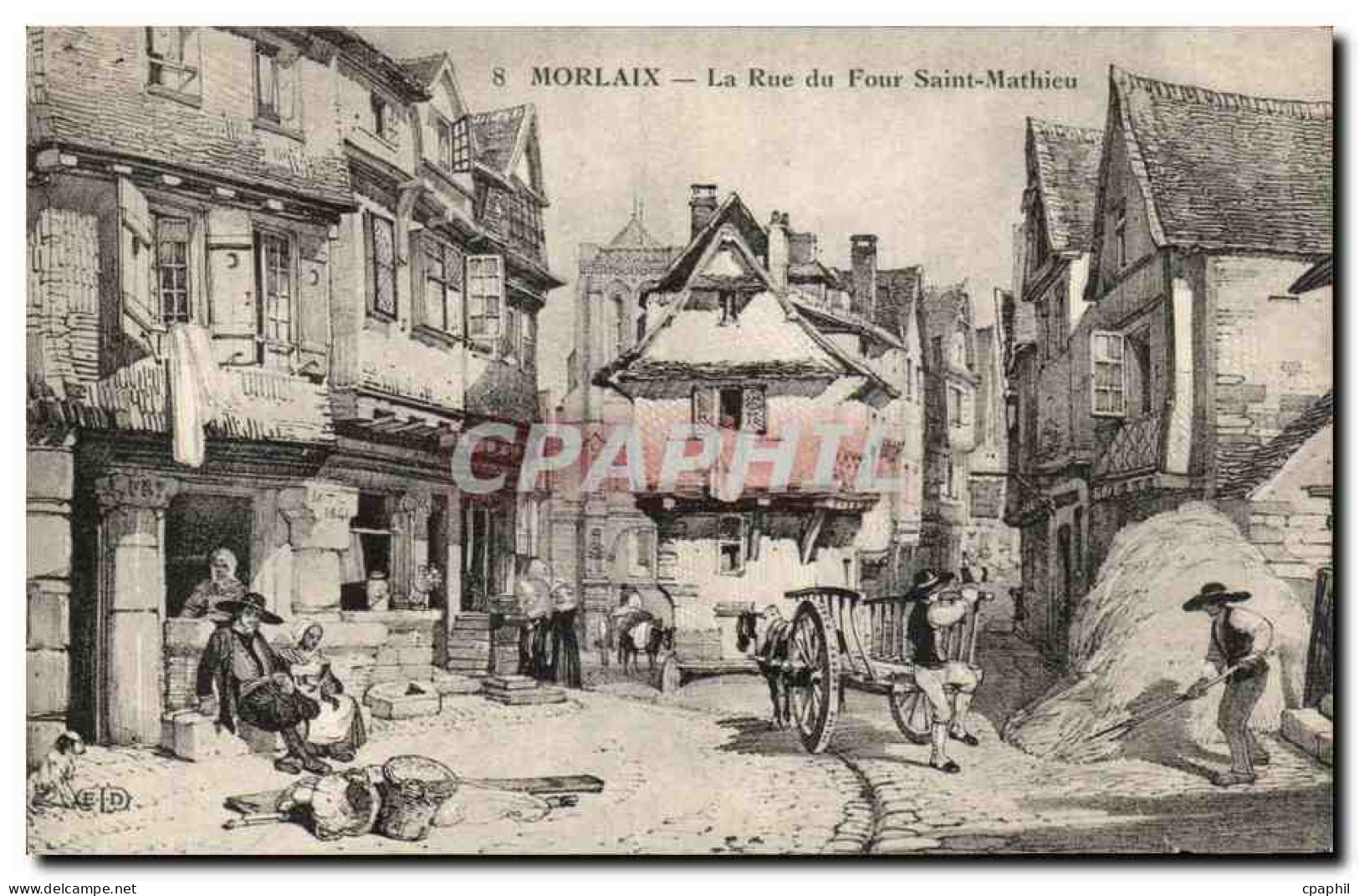 CPA Morlaix La Rue du Four Saint Mathieu