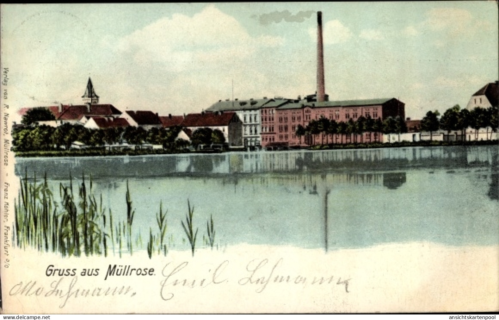 CPA Müllrose in Brandenburg, Blick übers Wasser zum Ort