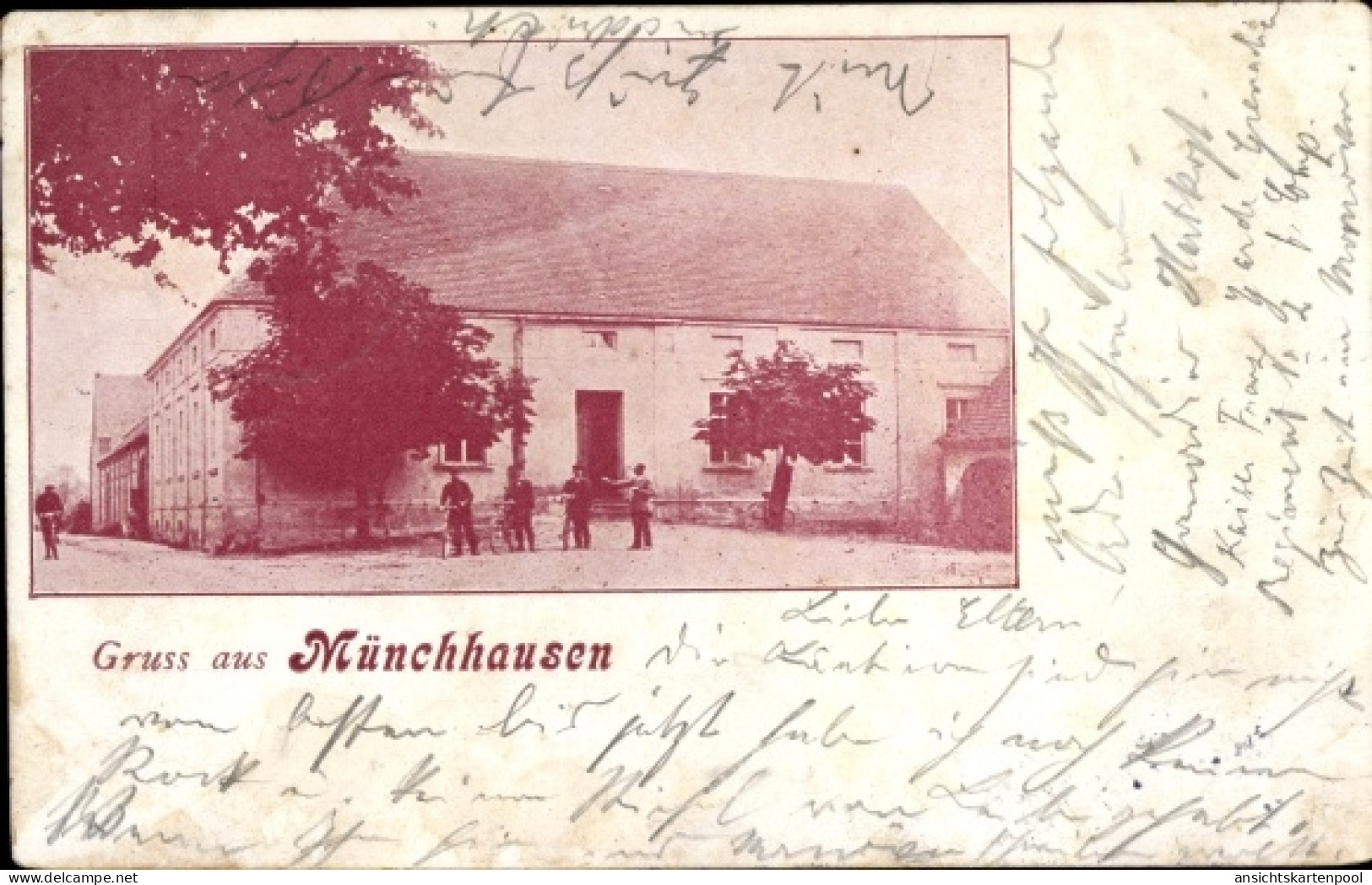 CPA Münchhausen Sonnewalde in der Niederlausitz, Straßenpartie