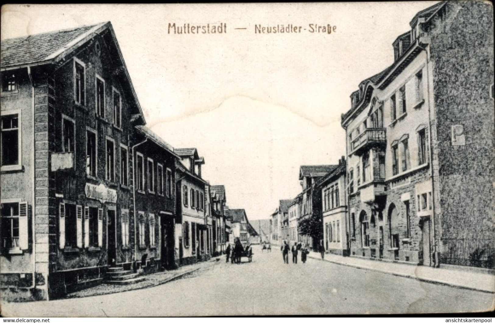 CPA Mutterstadt im Kreis Bad Dürkheim, Partie in der Neustädter Straße, Gasthaus zum Adler