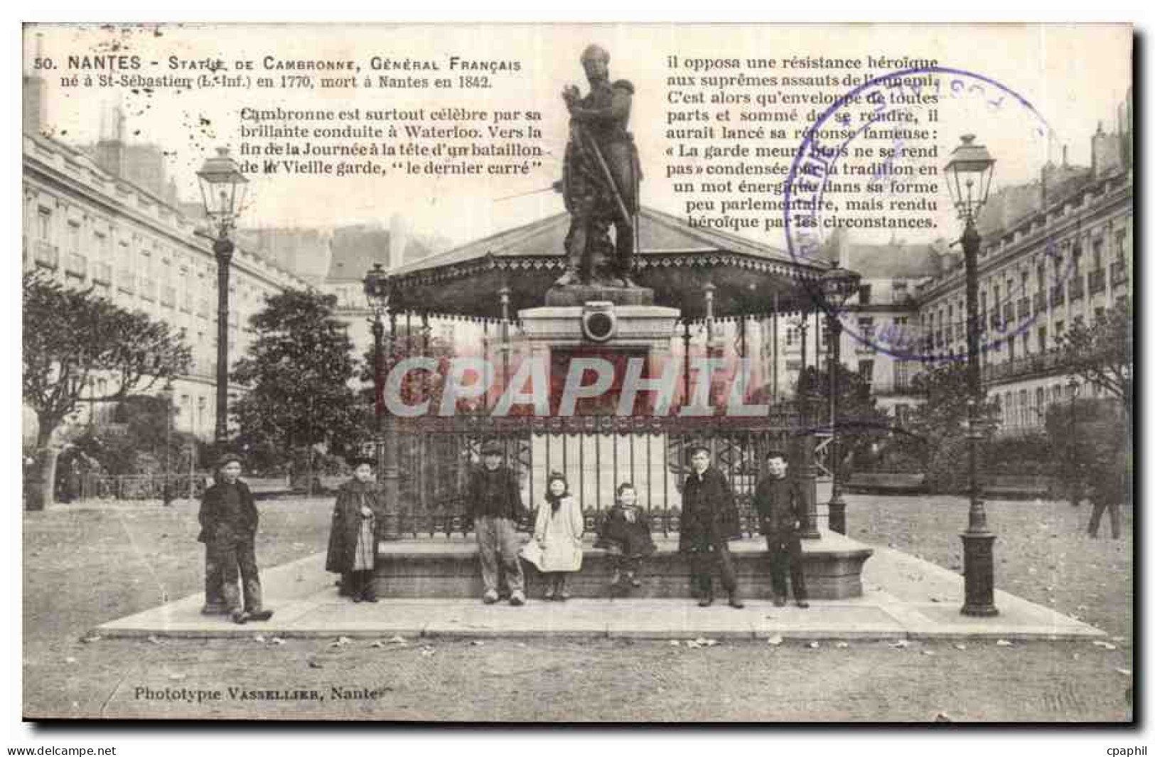CPA Nantes Statue de CAmbronne mort a Nantes en 1842