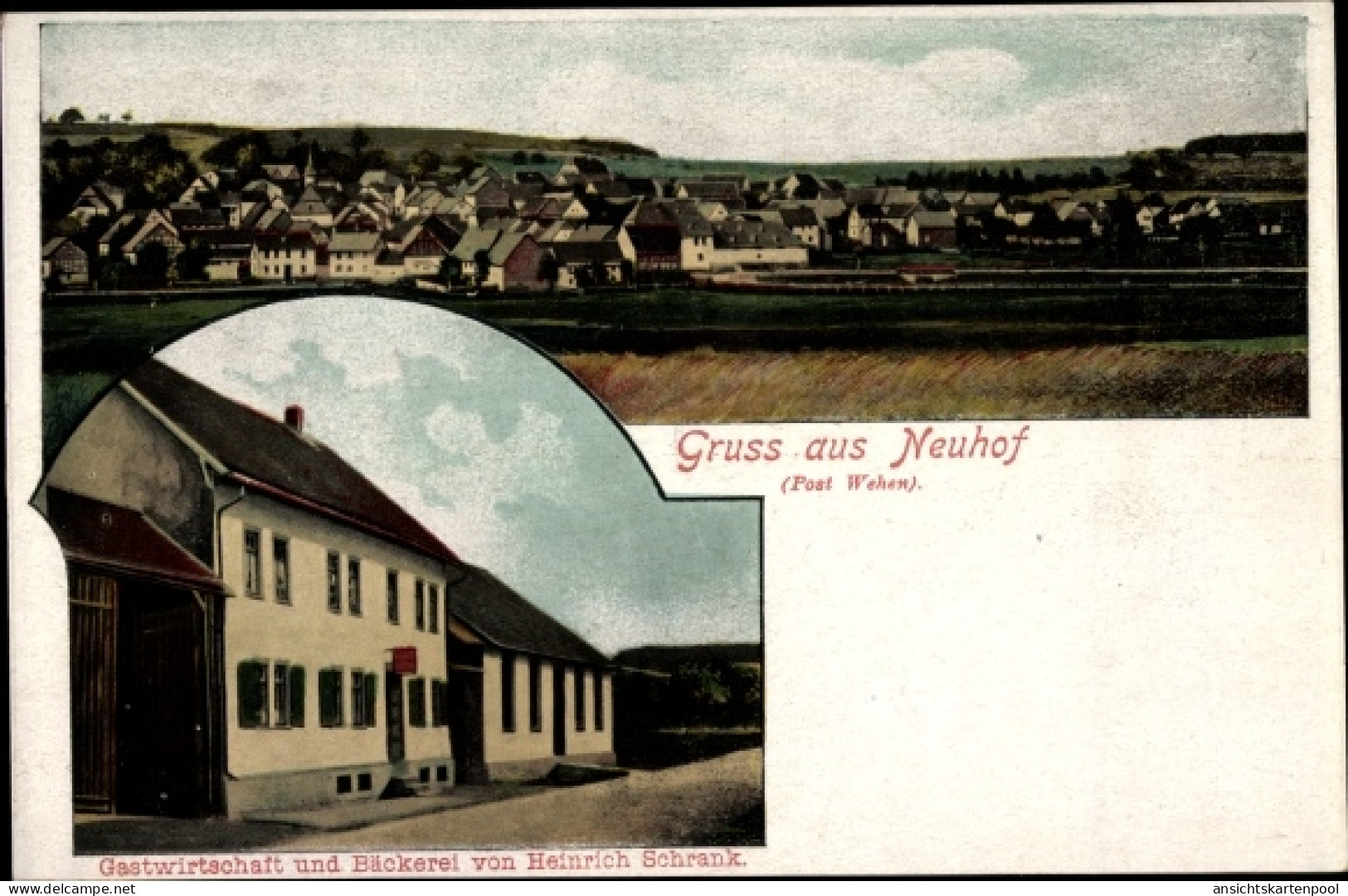 CPA Neuhof Taunusstein in Hessen, Gastwirtschaft und Bäckerei, Totalansicht