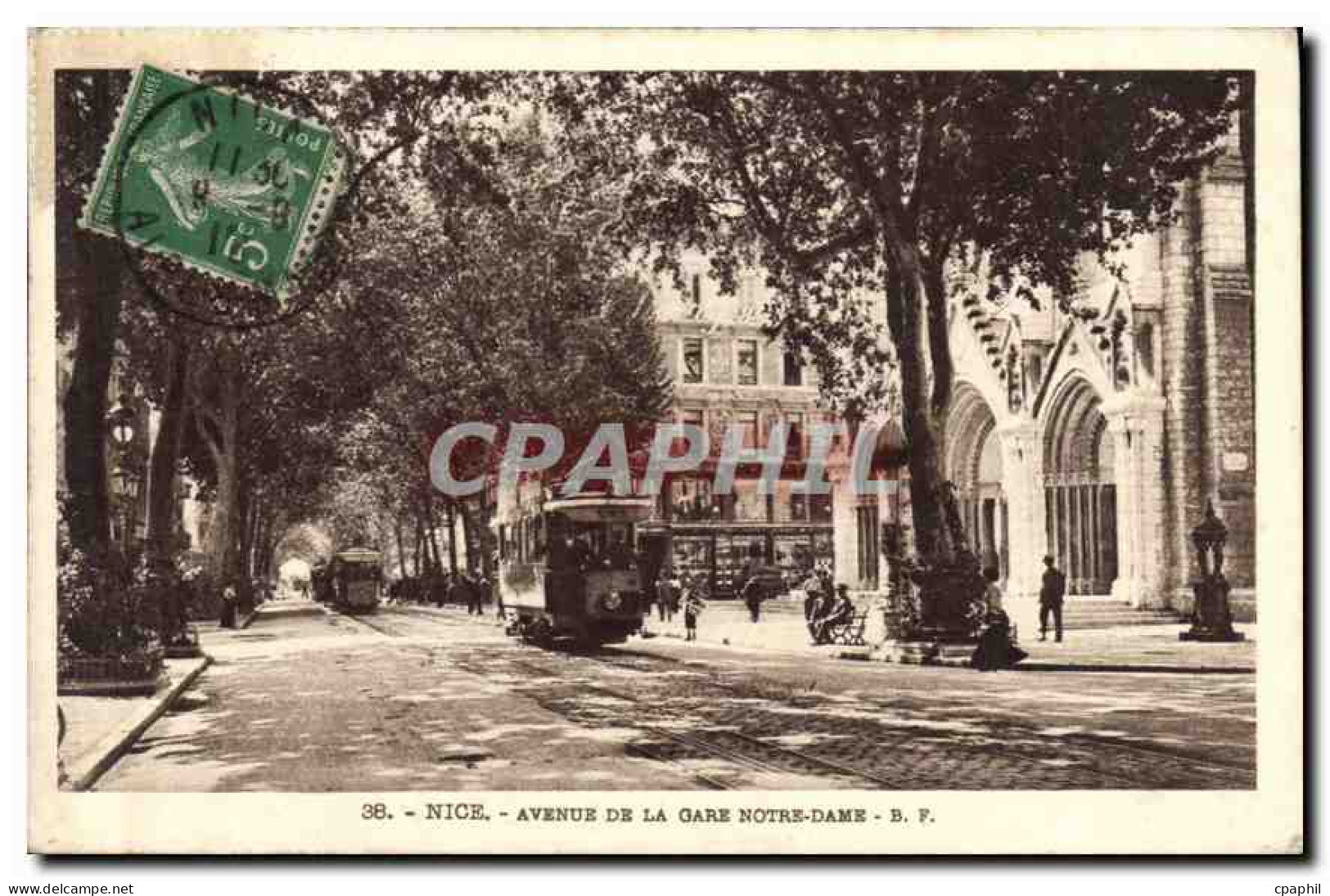 CPA Nice Avenue de la Gare Notre Dame Tramway
