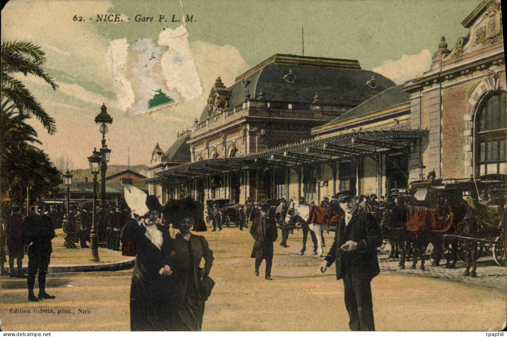 CPA Nice Gare PLM Chevaux