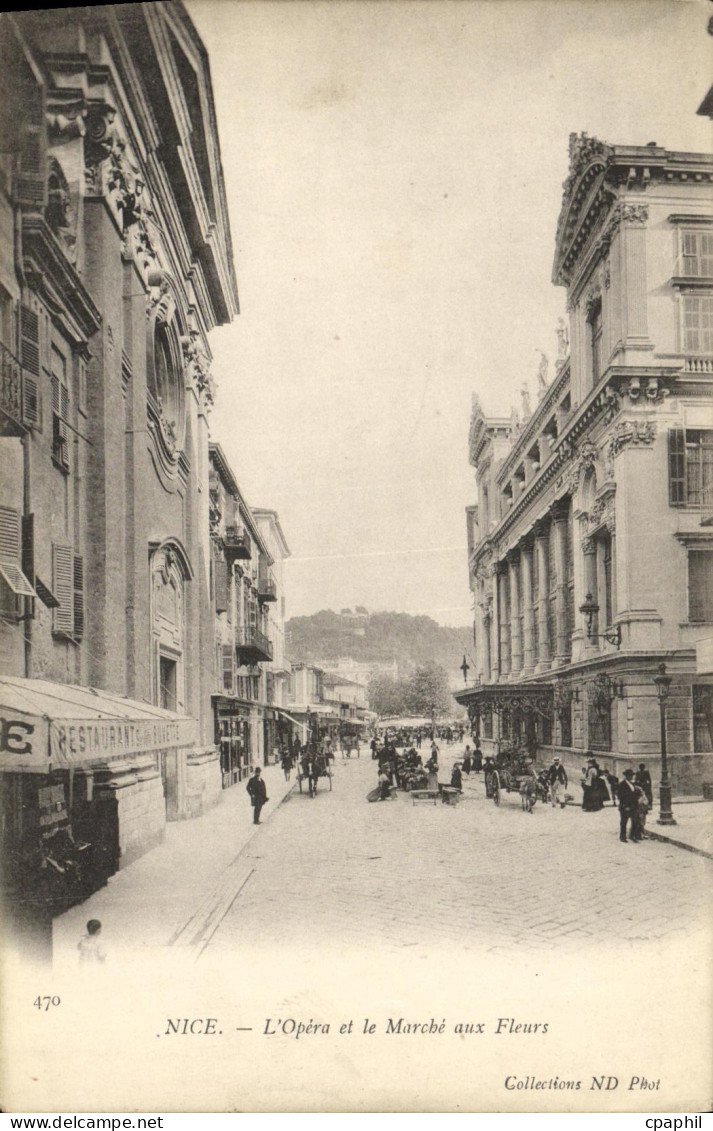 CPA Nice L Opera et le Marche Aux Fleurs