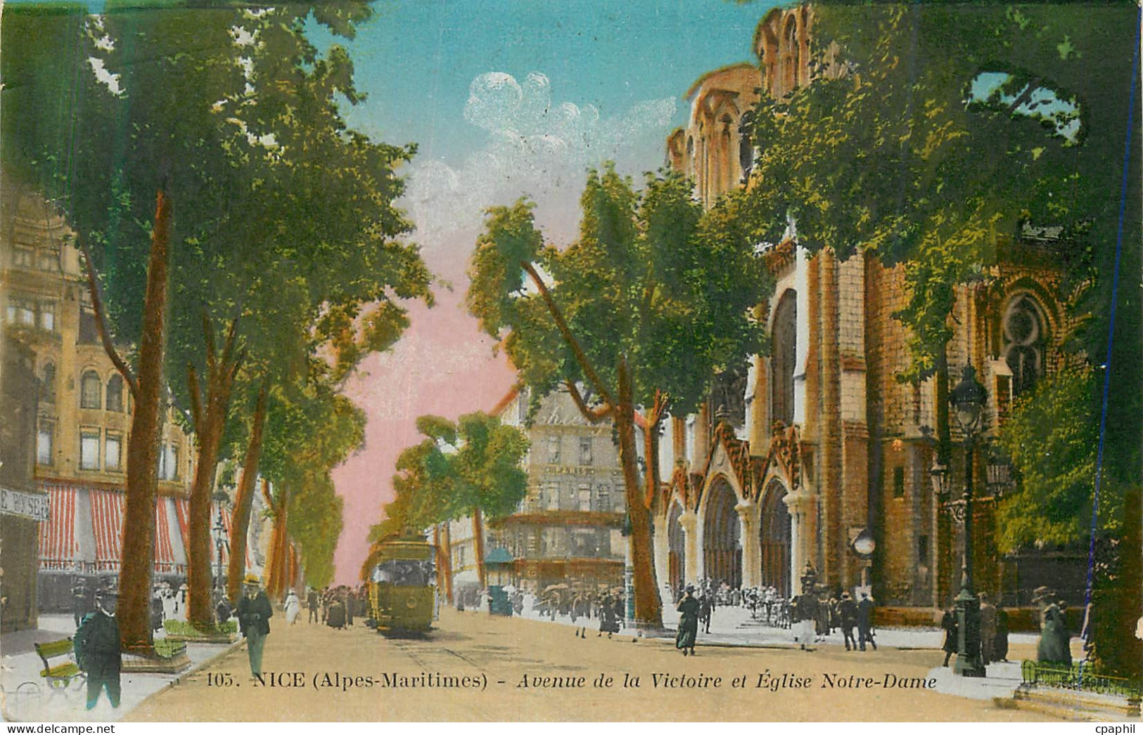 CPA Nice Monuments edifices de l'Eglise Notre Dame Tramway