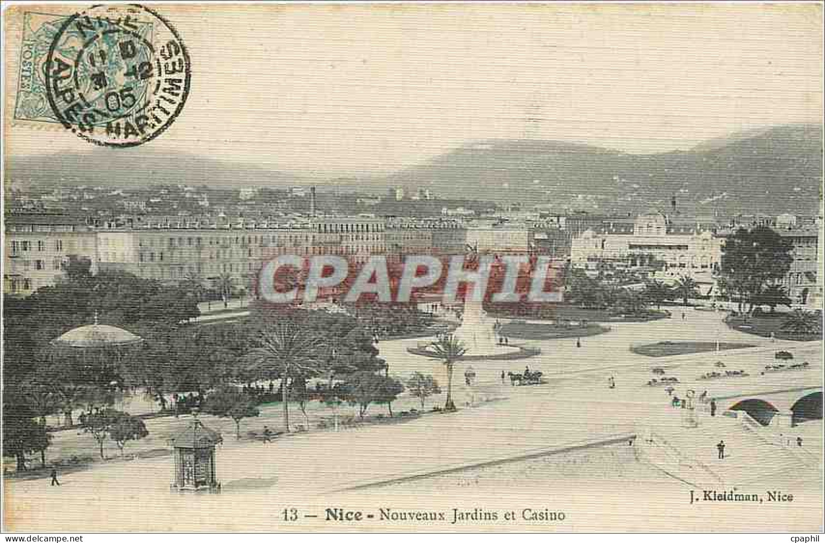 CPA Nice Nouveaux Jardins et Casino (carte toilée)