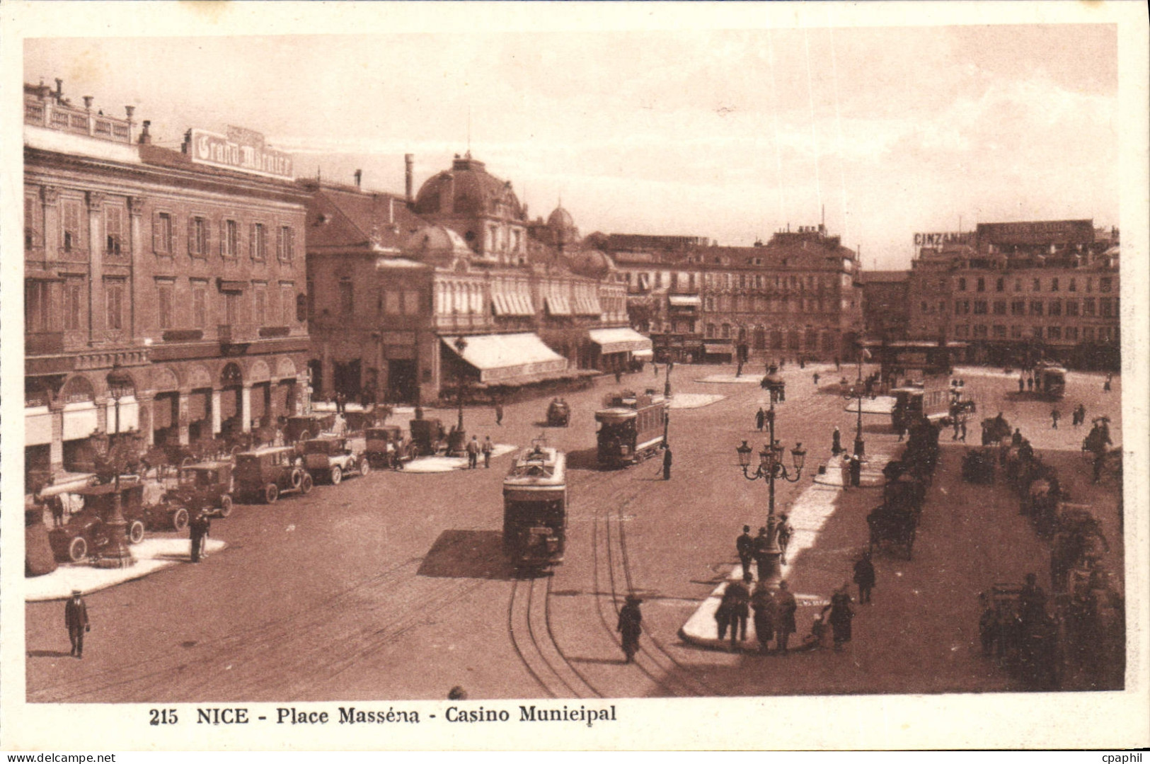 CPA Nice Place Massena Casino municipal Tramways