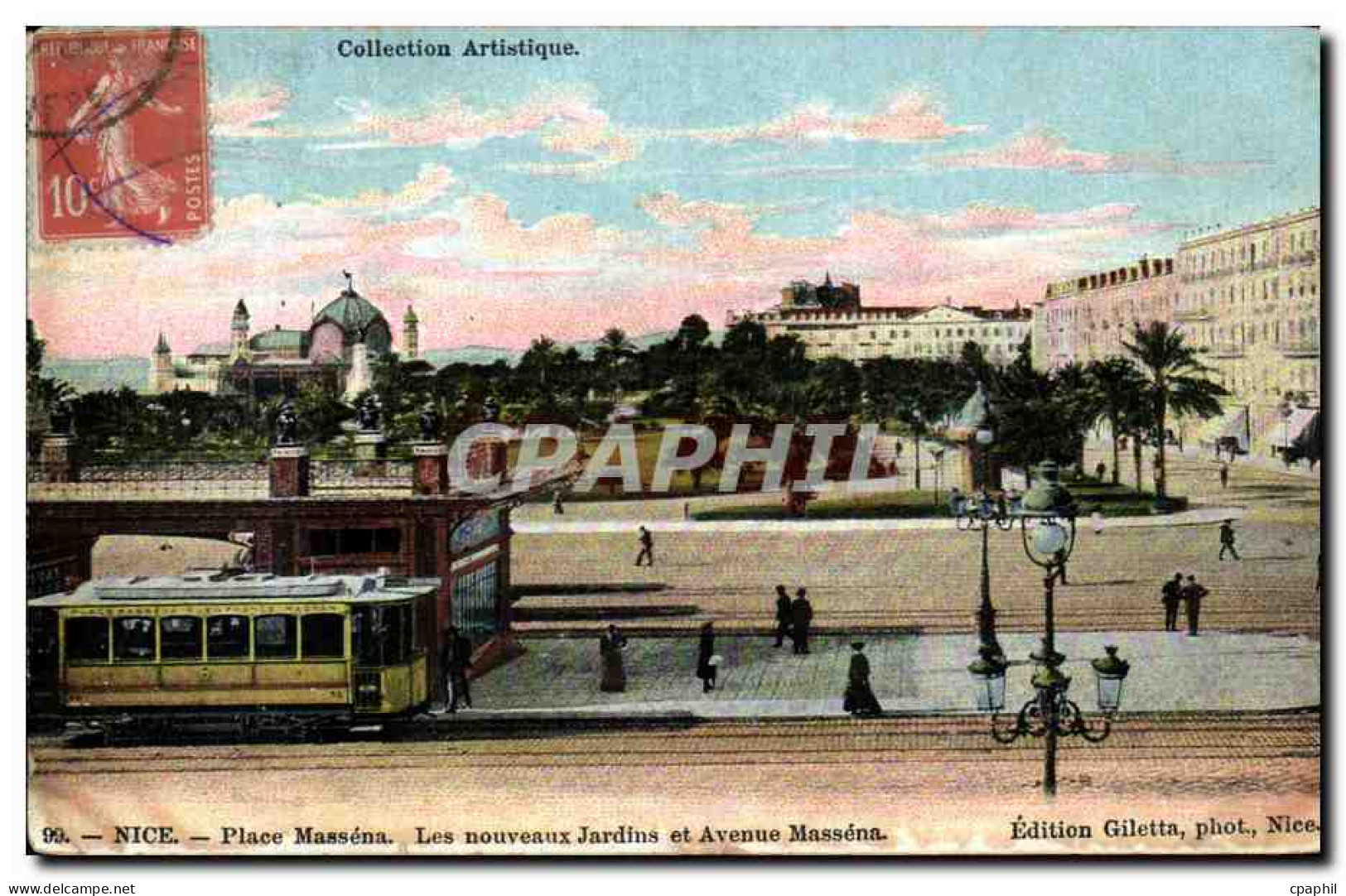 CPA Nice Place Massena Les Nouveaux Jardins Et Avenue Massena Tramway