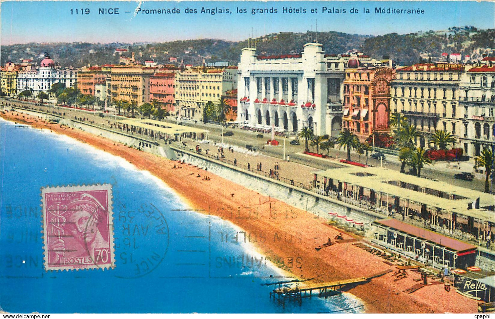 CPA Nice Promenade des Anglais les grands Hotels et Palais de la Mediterranee