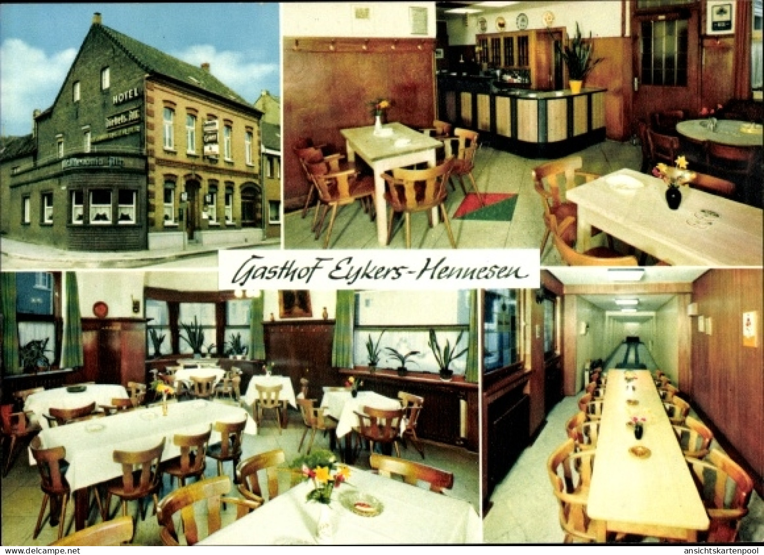 CPA Nieukerk Kerken am Niederrhein, Gasthof Eykers-Hennesen, Innen- und Außenansicht