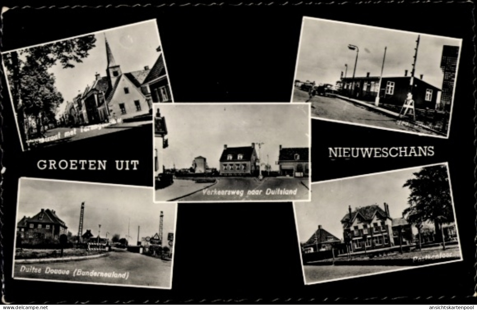 CPA Nieuweschans Groningen, NIEUWESCHANS, GROETEN UIT, Verkehrsweg nach Deutschland, Deutsche D...