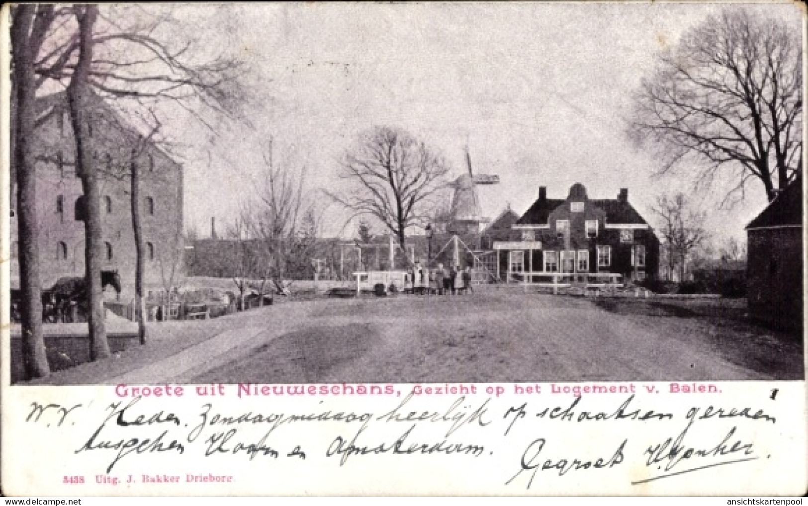 CPA Nieuweschans Nieuwe Schans Groningen Niederlande, Logement v. Balen, Windmühle