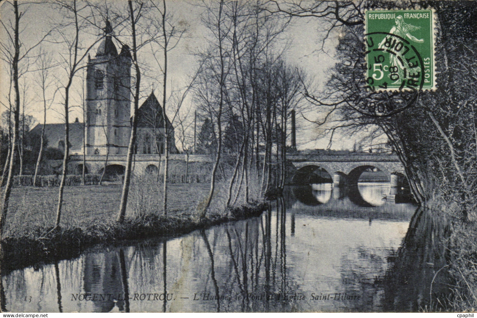 CPA Nogent Le Rotrou L'Huisne Eglise Saint Hilaire