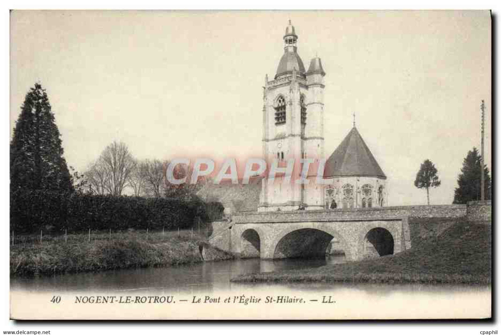 CPA Nogent Le Rotrou Le Pont et L'Eglise