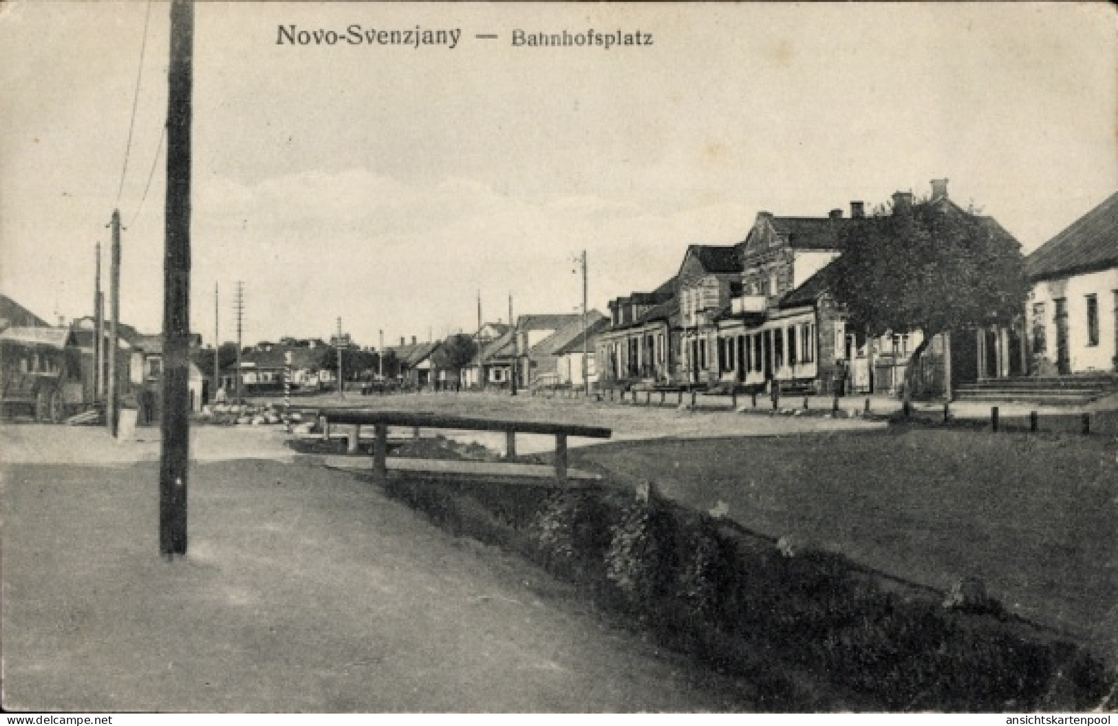 CPA Novo Svenzjany Litauen, Bahnhofsplatz