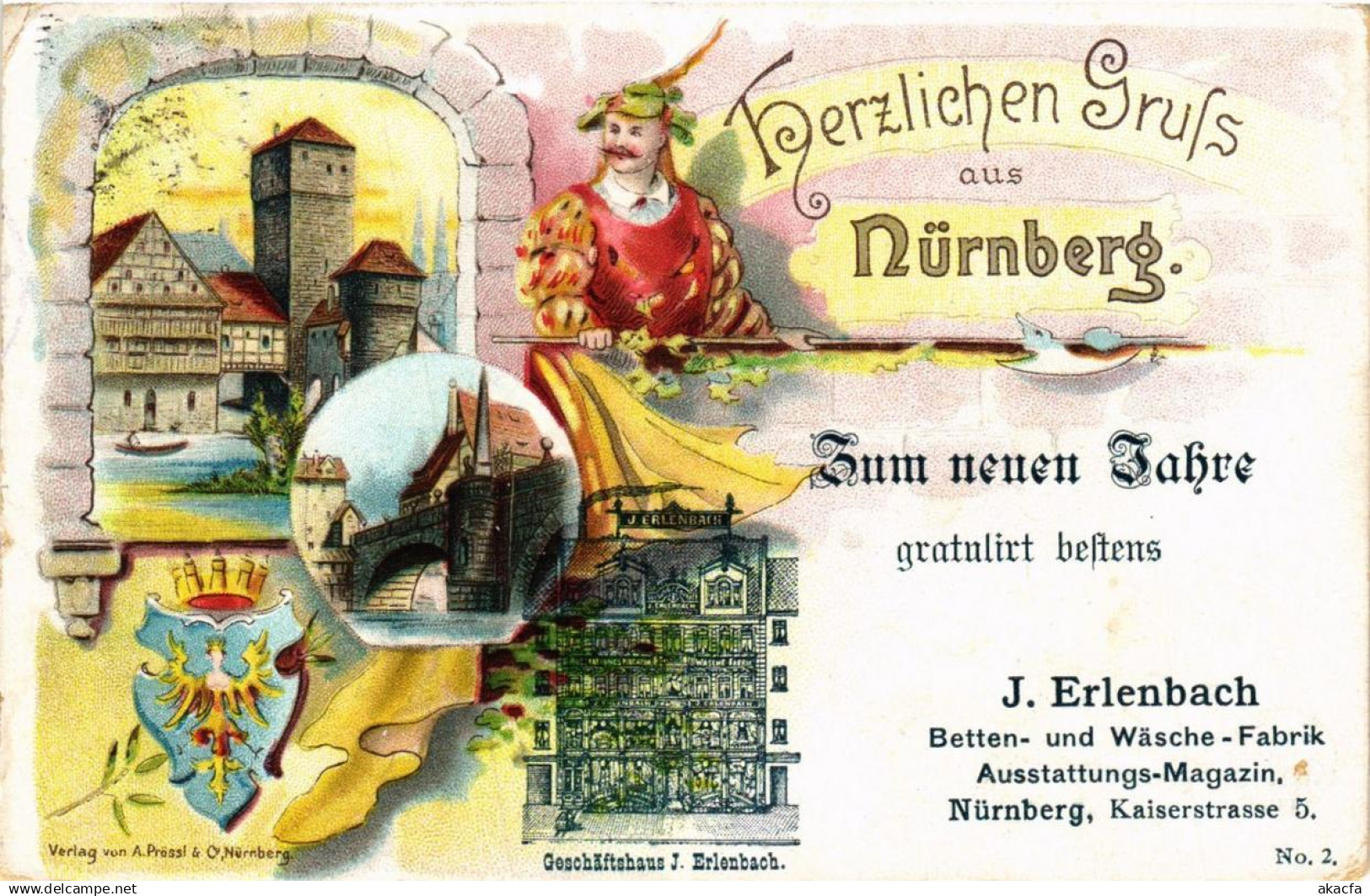 CPA NÜRNBERG J Erlenbach Wasche und Betten Fabrik reklame GERMANY (673777)
