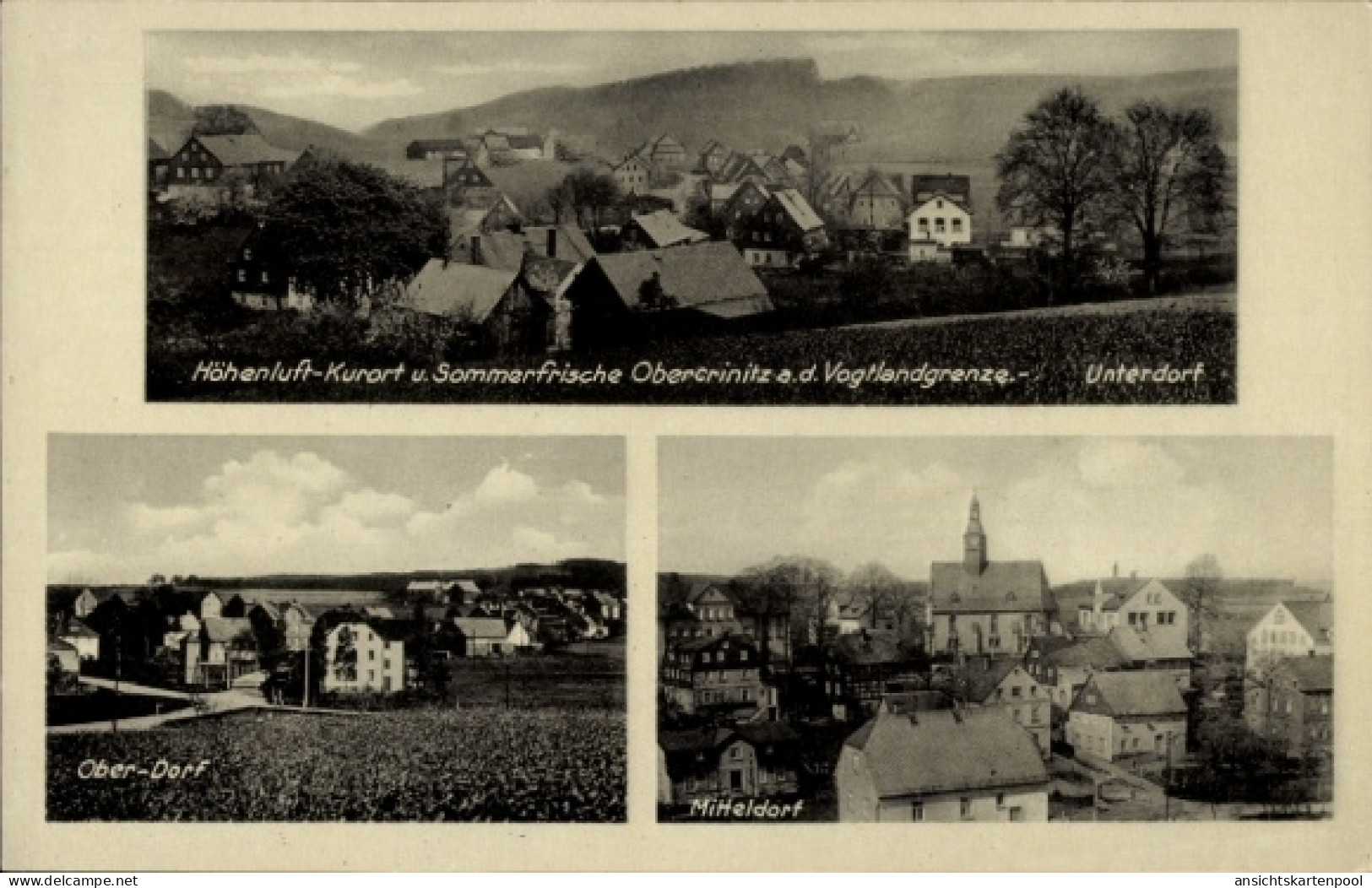 CPA Oberchrinitz Crinitzberg in Sachsen, Ortsansicht, Unterdorf, Oberdorf, Mitteldorf