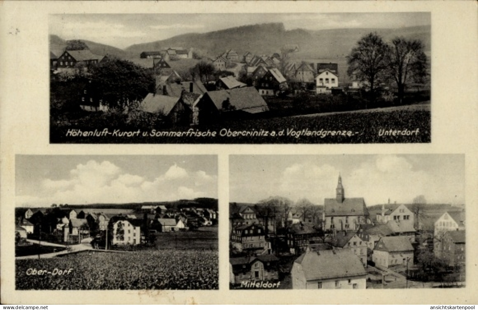 CPA Oberchrinitz Crinitzberg in Sachsen, Ortsansicht, Unterdorf, Oberdorf, Mitteldorf