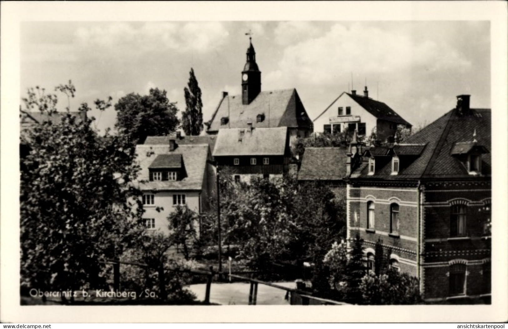 CPA Obercrinitz Crinitzberg, Wohnhäuser, Kirchturm