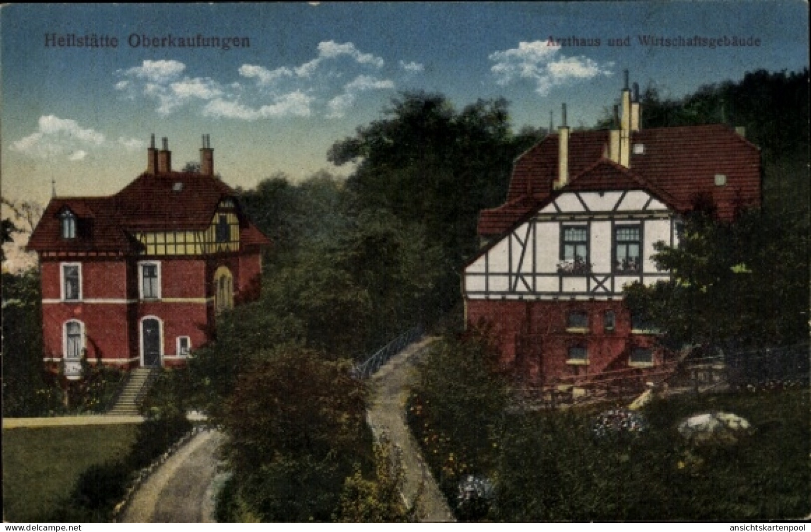 CPA Oberkaufungen Kaufungen Hessen, Heilstätte, Arzthaus und Wirtschaftsgebäude