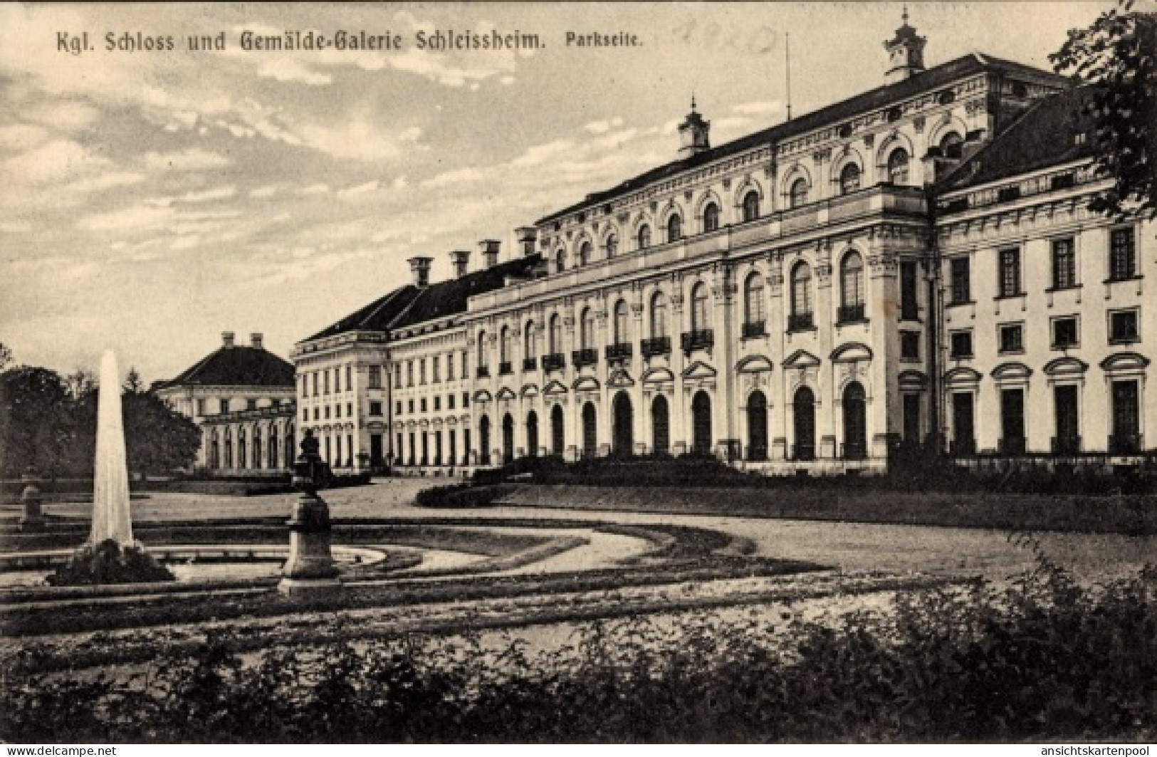 CPA Oberschleißheim in Oberbayern, Königliches Schloss und Gemälde Galerie, Parkseite